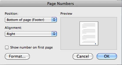word mac 2011 separate footer for each page