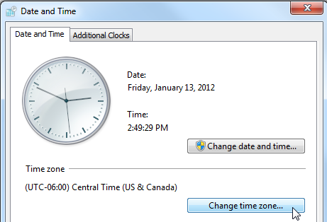 the change time zone button