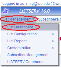 Listserv List Dashboard option