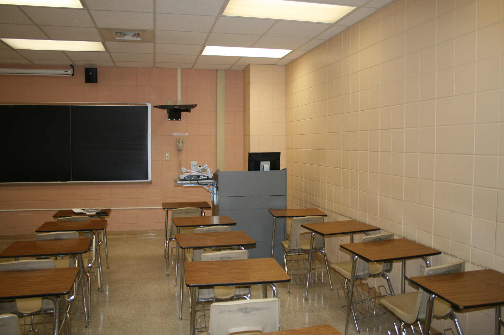 An image of Tureaud 101 taken from the back of the classroom