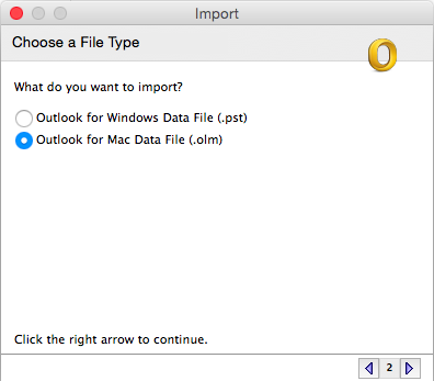  Choose a file type to import with Mac Data File selected