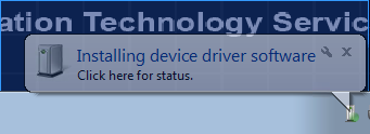 screenshot of the Installing device driver software notification.