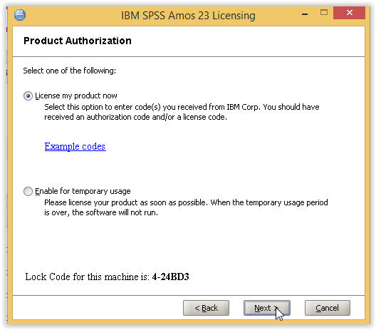 Product Authorization screen for Amos 23