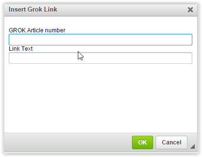 An image of the insert grok link window.