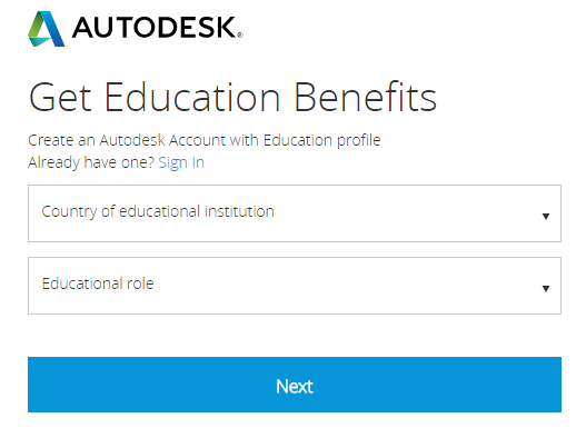 the educational institution account creation page