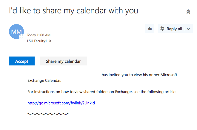 Calendar Invite E-mail