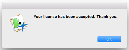 License Accepted window