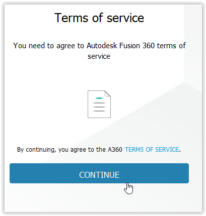 Agreeing to the terms of service in the middle of the window.
