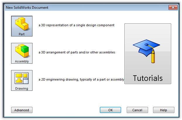 New Solidworks Document window