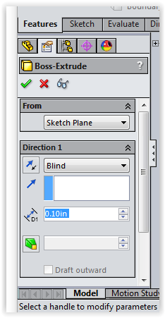  extrude dialog box.