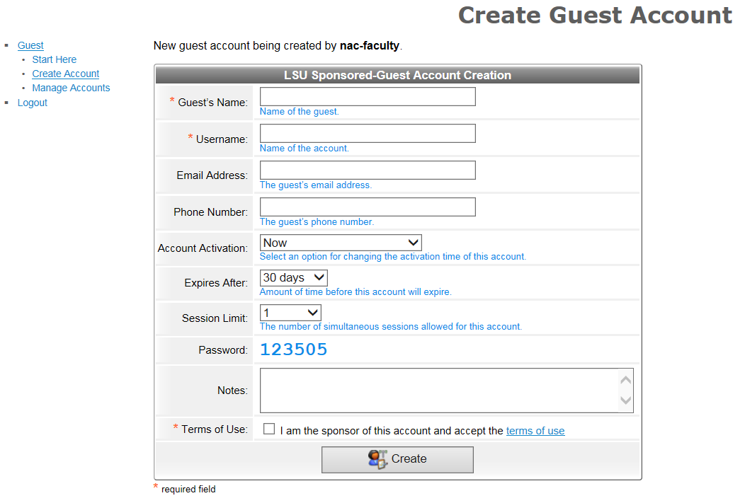 create guest account window