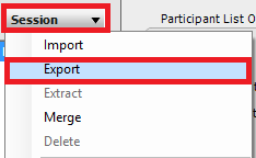 export on the session dropdown menu