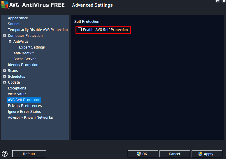 avg disable protection