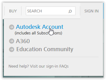 Autodesk Account button
