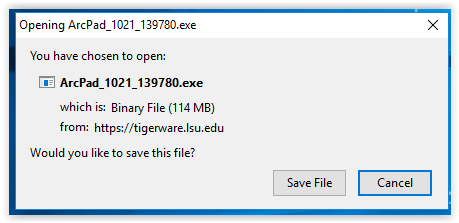 ArcPad save file dialog box