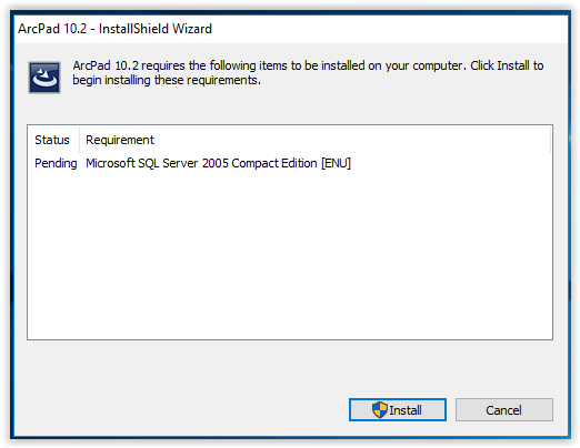 ArcPad program installation requirements