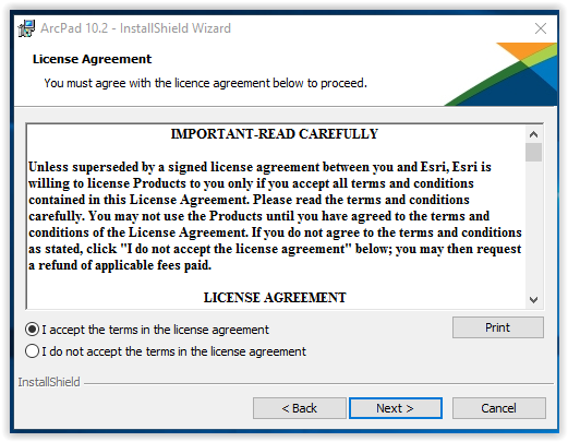 ArcPad license agreement