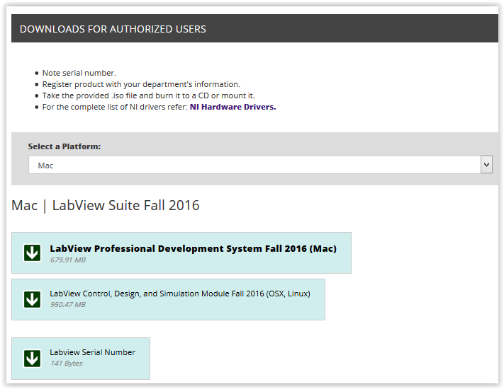 Download button on the LabView TigerWare entry