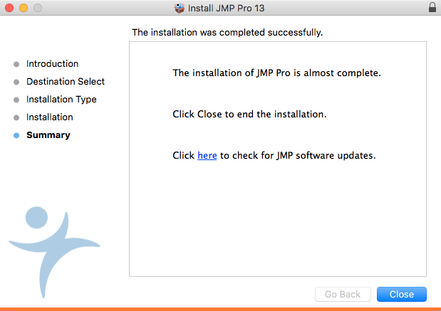 JMP 13 installation complete window