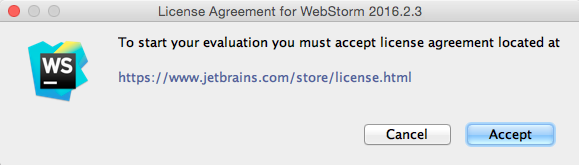 The license agreement for webstorm