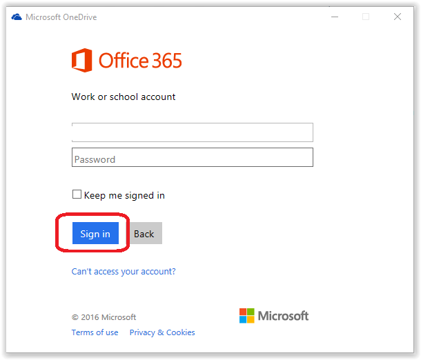 signing into Office  365 account 