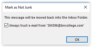 Always trust this email checkbox