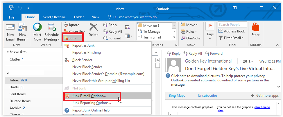 how do i block emails in outlook