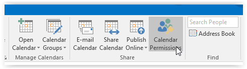 Calendar permissions button in outlook