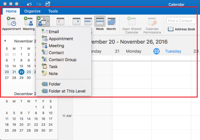 outlook 2016 on mac how to view inbox folders