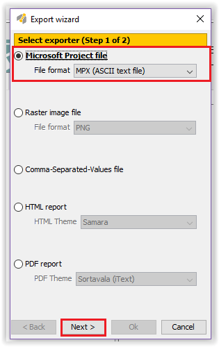 convert microsoft project mpp to mpx to import to primavera