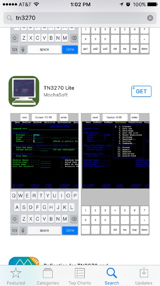 TN3270 Emulator in iOS app store