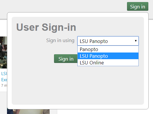 Panopto Sign in