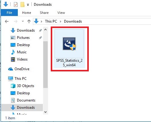 SPSS Installer located in downloads folder