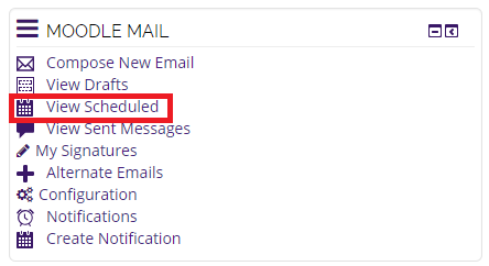 Moodle Mail block, view scheduled selected