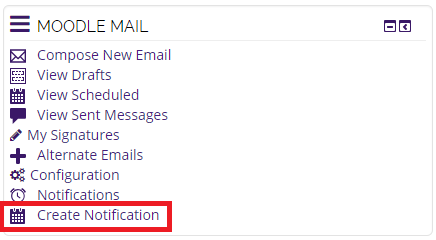 moodle mail block, create notification highlighted