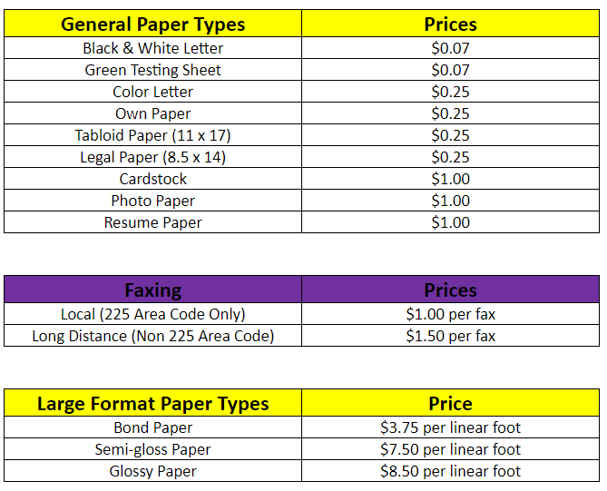 Print pricing