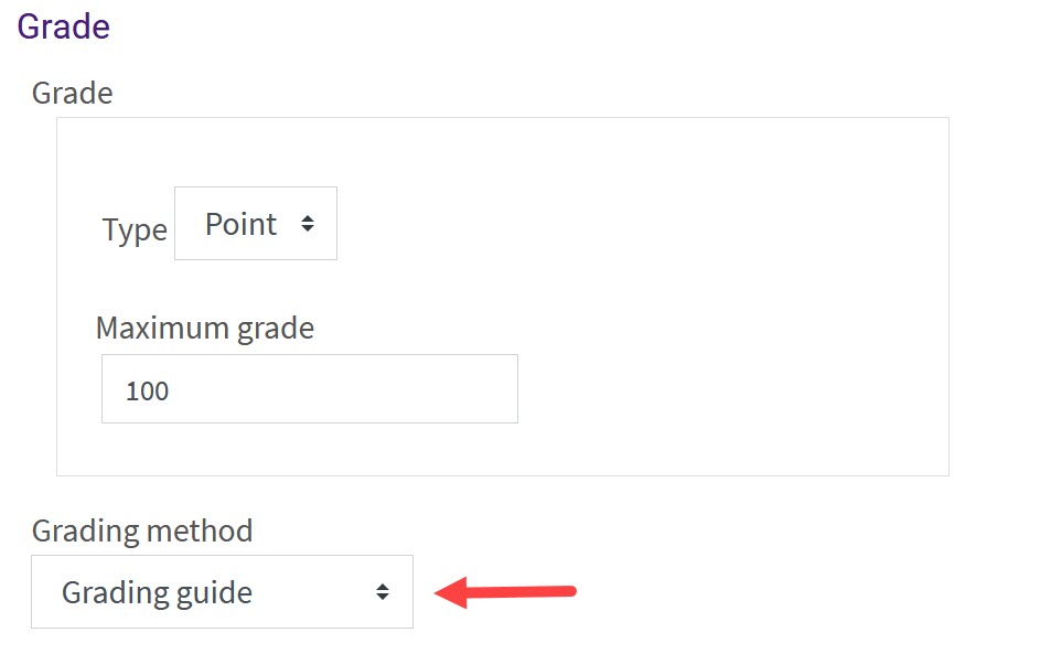 Grading method menu under assignment settings