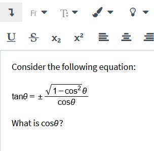 Example of MathType equation added to Atto editor
