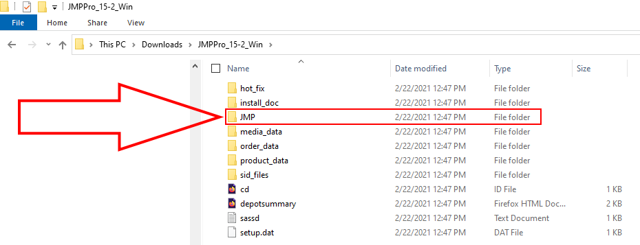 JMP folder in downloads 
