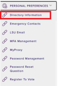 Directory Information link