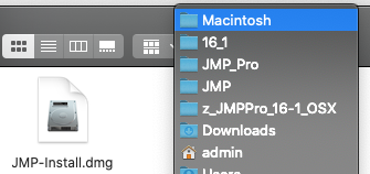 JMP location in folder