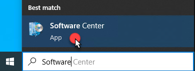 software center link in start menu search results