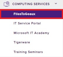 FilesToGeaux option highlighted under computing services