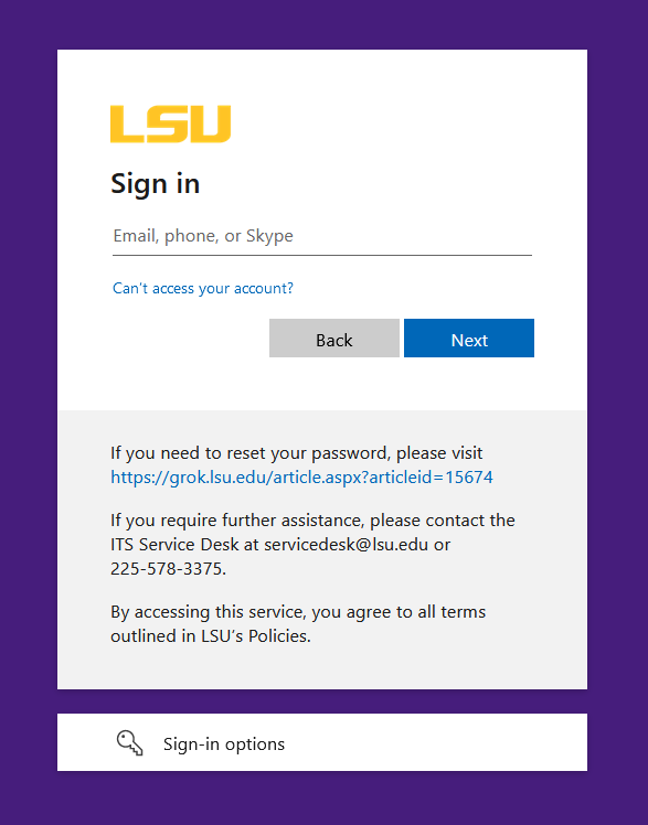 LSU login portal