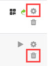 Attendance session icons for editing (gear) and deleting (trash can)