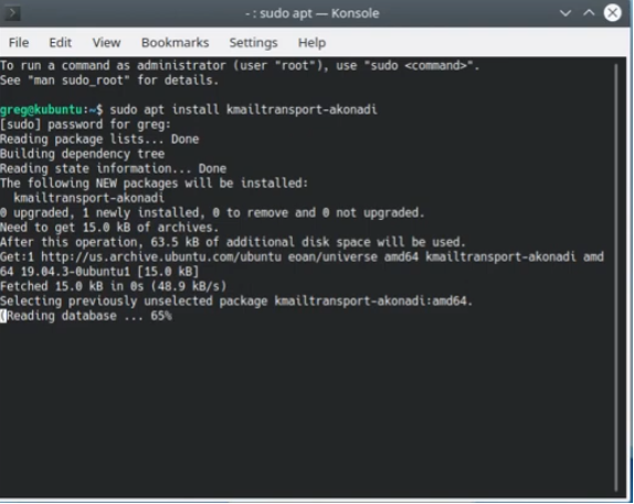 Install K Mail transport-akonadi package