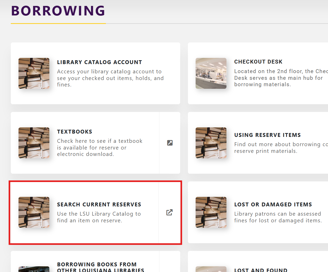 Search Current Reserves Button